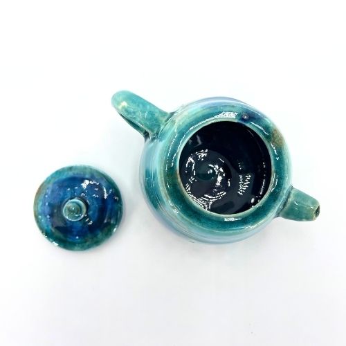 Blue ceramic teapot